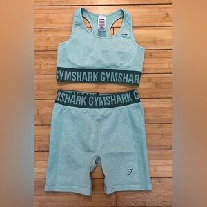 Green Gymshark Sports Bra & Shorts Set Size Medium